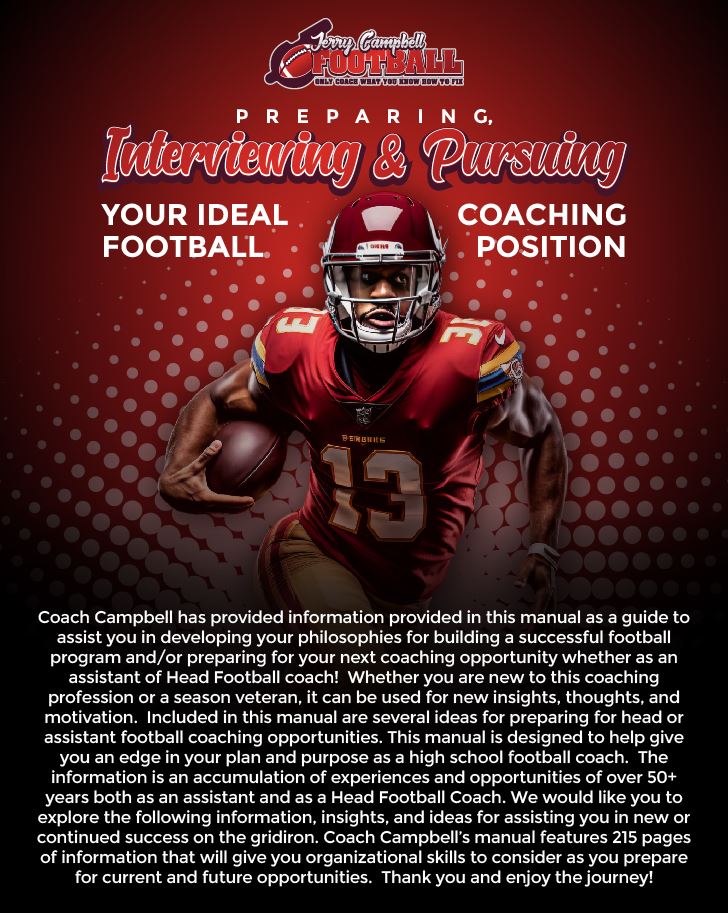 Cover of Preparing, Interviewing and Pursuing Your Ideal Football Coaching Position by Coach Jerry Campbell